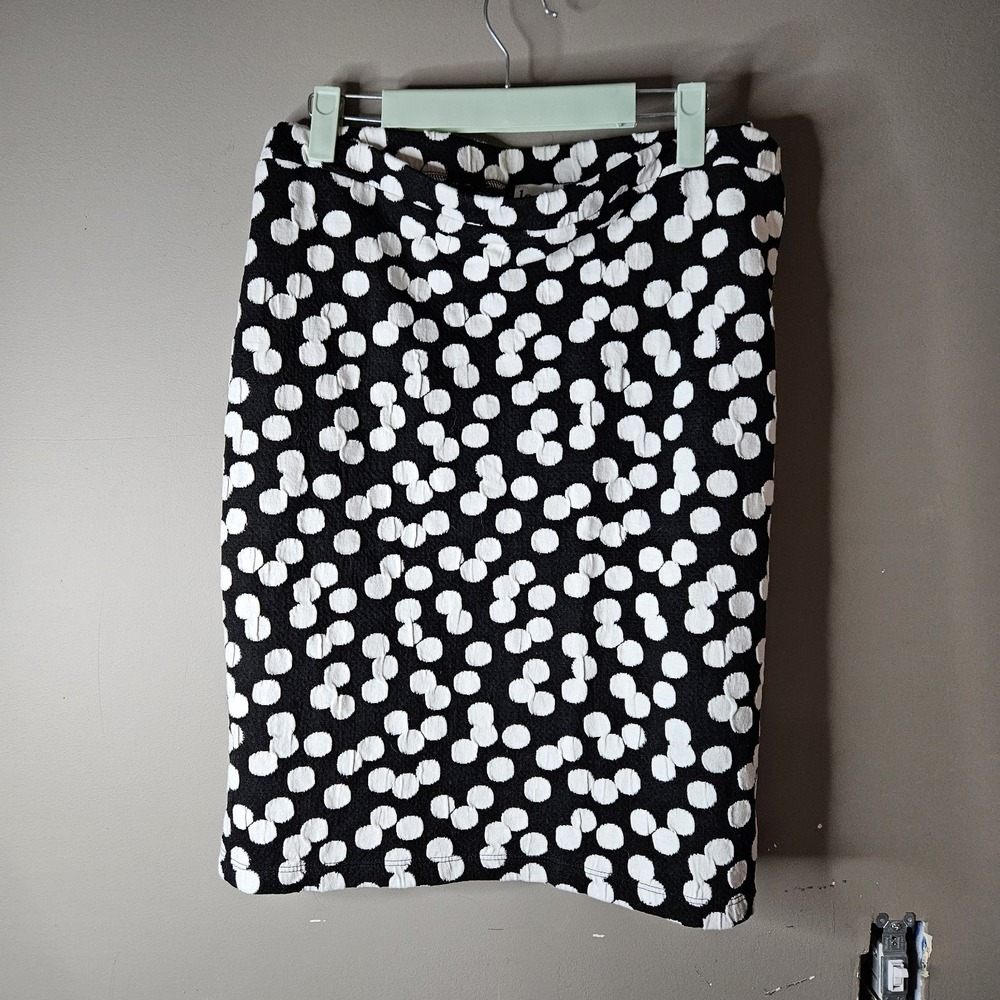 Leota Women's Plus Size 2L Black White Polka Dot Pencil Knee-Length Skirt